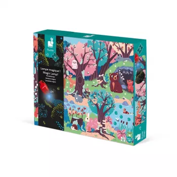 Janod Forest Glow-in-the-Dark Jigsaw Puzzle su UV lempa, 24 dalys