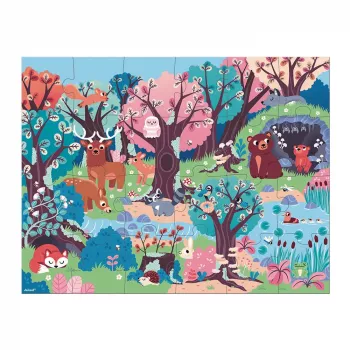 Janod Forest Glow-in-the-Dark Jigsaw Puzzle su UV lempa, 24 dalys