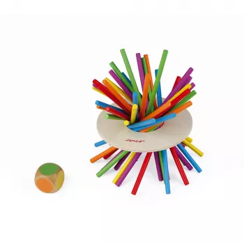 Janod Crazy Sticks pusiausvyros žaidimas – medinis miklumo žaidimas 1–4 žaidėjams, įvairiaspalvis
