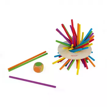 Janod Crazy Sticks pusiausvyros žaidimas – medinis miklumo žaidimas 1–4 žaidėjams, įvairiaspalvis