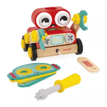 Janod Brico'Kids medinis robotas, surinkimo ir tempimo žaislas nuo 2 metų