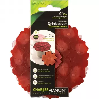 Charles Viancin Geranium 2 gėrimų dangteliai silikoniniai bordo/rožiniai