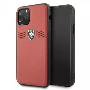 Ferrari Off Track Leather Hard Case, skirta Apple iPhone 11 Pro – raudona
