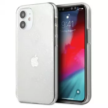 Guess GUHCP12S3D4GTR iPhone 12 mini Skaidrus kietas dėklas 4G 3D raštų kolekcija