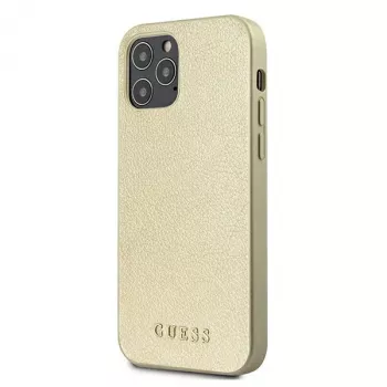 Guess GUHCP12LIGLGO Hardcase, skirta iPhone 12 Pro Max 6,7 inch, auksinė, vaivorykštinė