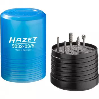 HAZET 9032-03/5 Carbide Burr Set 3 mm Shank 5-Piece