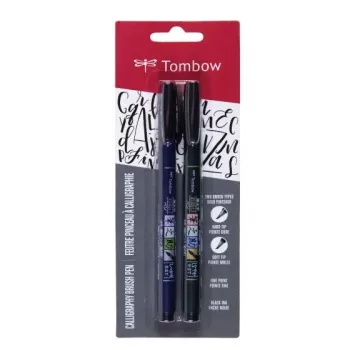 Tombow WS-BHS-2P dviejų šepetėlių rašiklių rinkinys - juoda - 2 vnt. - lizdinė pakuotė