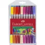 FABER-CASTELL Duo Fibre-Tip Pens - Permanent - Bright Colours - Water-Based Ink - Fine Tip (Pack of 20)
