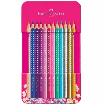 FABER-CASTELL SPARKLE Spalvotas pieštukas - Įvairios spalvos (12 vnt. pakuotė)