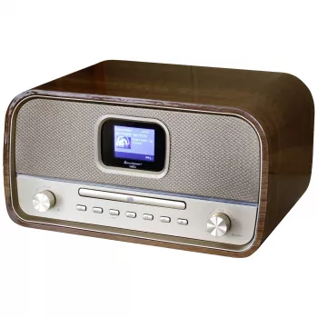 Stalinis radijo imtuvas Soundmaster DAB970BR1, DAB+, FM, AUX, Bluetooth, CD, USB, akumuliatoriaus įkrovimo funkcija, ruda spalva