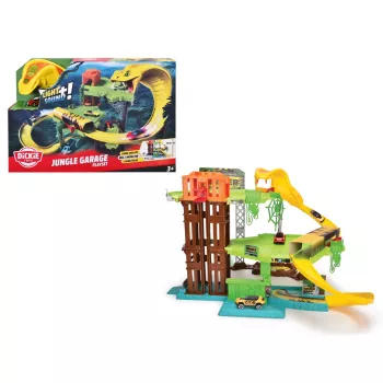 Dickie Jungle Garage 203338004 - 3 lygių žaidimų rinkinys su garsu ir šviesa, įskaitant liejamą automobilį