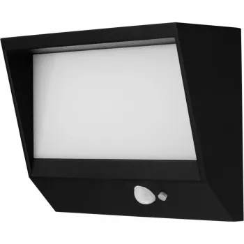 REV Ritter LED sieninis šviestuvas su saulės baterija Lumus 110lm, aliuminis, juodas, su judesio jutikliu 2022001300