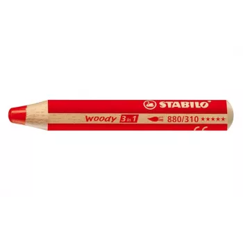 STABILO Woody 3 in 1 daugiafunkcis pieštukas - raudonas - PEFC sertifikuotas - 10 mm švinas - vienetas
