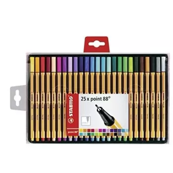 STABILO point 88 Fineliner rašiklių rinkinys - 30 skirtingų spalvų - 0,4 mm - metalinis antgalis - vandens pagrindo rašalas - šešiakampis korpusas - ventiliuojamas dangtelis - kartoninė dėžutė