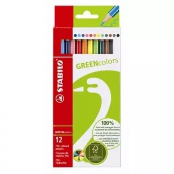 STABILO GREENcolors spalvoti pieštukai - įvairiaspalviai - 12 vnt.