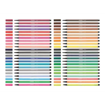 STABILO Pen 68 žymeklių rinkinys, 20 skirtingų spalvų, plastikinė dėžutė, Zebrui turkio, 1 mm linijos plotis