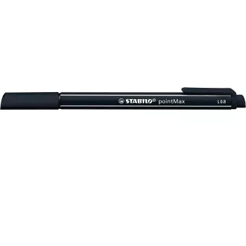 STABILO pointMax flomasteris - juodas - vidutinis - 0,8 mm - apvalus - vandens pagrindo rašalas - nailono antgalis