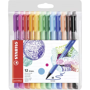 STABILO pointMax Fineliner rašiklių rinkinys - 0,8 mm - 12 skirtingų spalvų