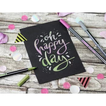 STABILO Pen 68 Metallic plunksnelis su pluoštiniu antgaliu - Metalinė rožinė - 1 vnt.