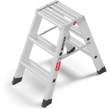 Hailo Master D80 2 x 3 pakopų dvipusė sulankstoma kopėčios, aliuminis, 150 kg apkrova, EN 131