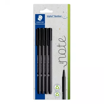 STAEDTLER Triplus Fineliner 0,3 mm Juodas 4 vnt. pakuotė