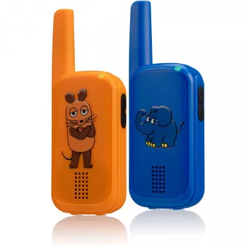 DieMaus Walkie-Talkie rinkinys – 2 vnt., 40 MHz, 2 kanalai, iki 200 m atstumas, įvairių spalvų
