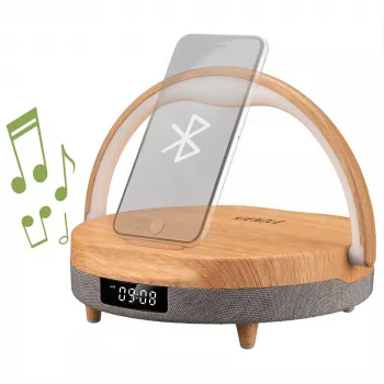 KIENZLE LED žadintuvas su Bluetooth garsiakalbiu ir belaidžiu įkrovikliu