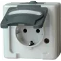 HEINRICH KOPP Schuko kištukinis lizdas 1-modulis paviršinis montavimas apsaugotas nuo drėgmės IP44 pilka 16A 250V (103356006)