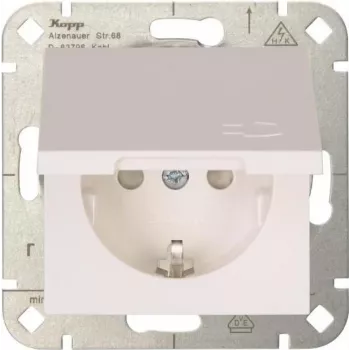 HEINRICH KOPP HK 07 1-Gang Schuko kištukinis lizdas su vyriais dangteliu, gryna balta, įleidžiamas, IP44, 250V/16A, 940129002