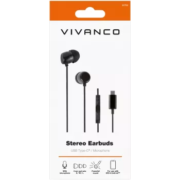 Vivanco Stereo USB-C ausinės, juodos (61752)
