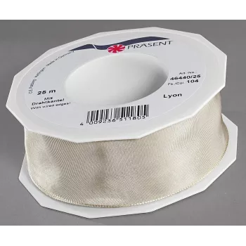 C.E. Pattberg Dovanų kaspinas LYON Glossy Creme 40.0 mm x 25.0 m