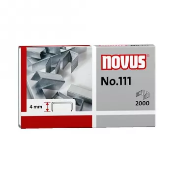 Novus No.111 Kabės - 4 mm - 2000 kabės - 15 lapų - Metalas - Pilka