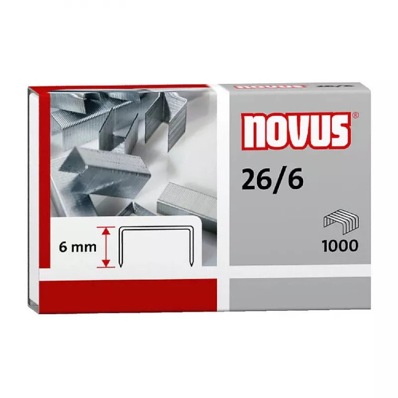 Novus Dahle Novus 26/6 Segtuvų pakuotė - 6 mm - 1000 segtuvų - Cinkuotas plienas - Sidabrinė