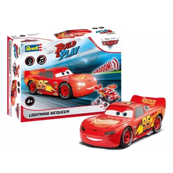 Revell Build & Play Disney Pixar Cars Lightning McQueen automobilis su šviesa ir garsu, 1:20 mastelis, užspaudžiamas modelio rinkinys