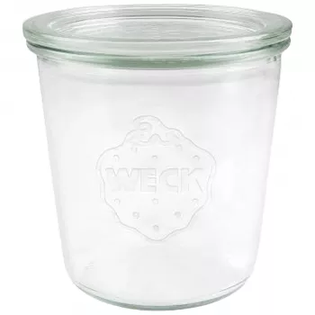 WECK Formos stiklainiai 580ml, 6 vnt. komplektas - Skaidrūs stikliniai konservavimo stiklainiai su dangteliais, spaustukais ir guminiais žiedais