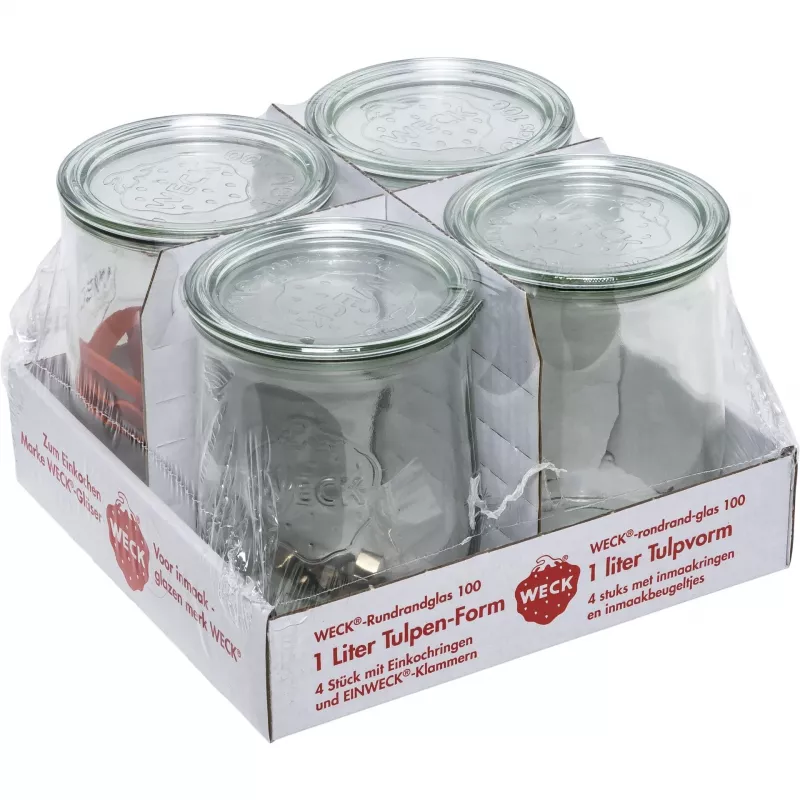 WECK Round Rim Jar Tulip 1.0L Set of 4