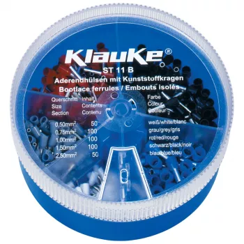 KLAUKE ST 11 B Izoliuotų laidų galių rinkinys - 625 vnt., 0,5-10 mm², pilka/juoda dėžutė