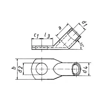 Klauke 47R1245 Vamzdinis kabelio antgalis 45° 70mm² M12 E-Cu galvaniniu būdu skarduotas