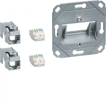 Hager GMKSRJ45C6A2 Connection Module 2x RJ45 Cat.6a for UAE Central Plate 2-fold Halogen-Free