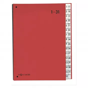 PAGNA stalo organizatorius 32 skyriai - A4 - kartonas - raudona - vertikali orientacija - 340 mm - 40 mm