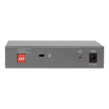 LevelOne GEP-0531 Nevaldomas PoE+ jungiklis, 3x GE PoE+ (30W) + 1x Hi-PoE (60W), 60W biudžetas, plastikinis stalinis