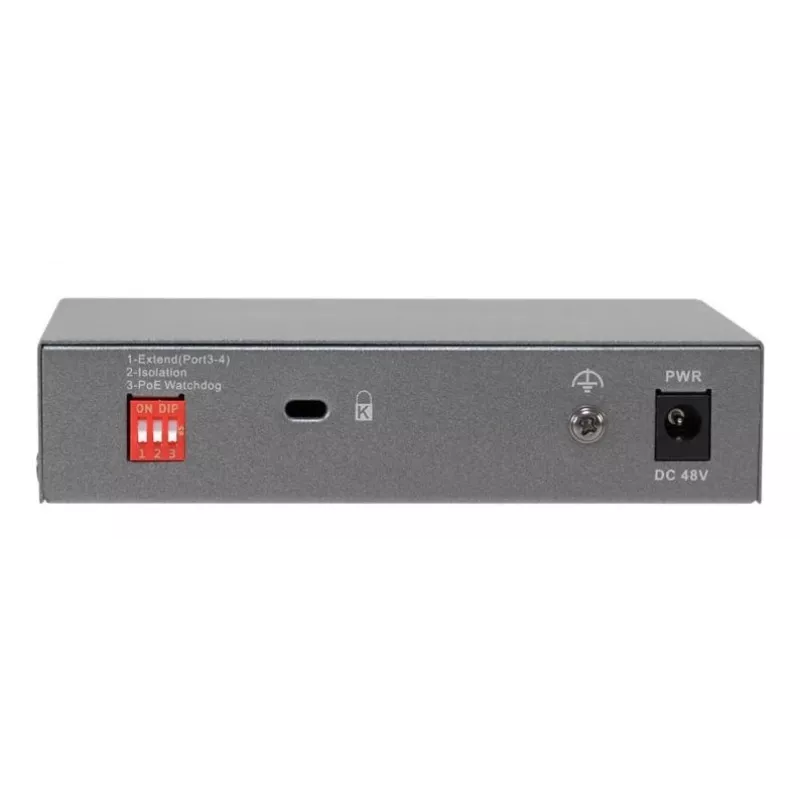 LevelOne GEP-0531 Nevaldomas PoE+ jungiklis, 3x GE PoE+ (30W) + 1x Hi-PoE (60W), 60W biudžetas, plastikinis stalinis