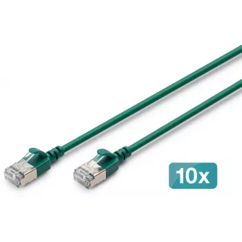 DIGITUS CAT 6A F-FTP Slim Patch Cable, Copper, LSZH, 0,5 m, Pilka
