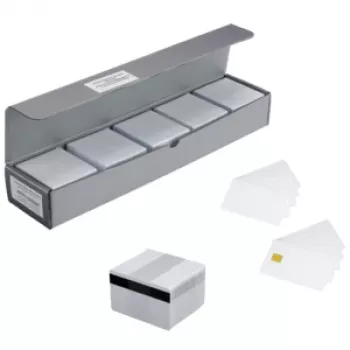 ICO MAGCARD250 Magnetinės juostos kortelės, 250 vnt. pakuotė, baltos PVC plastikinės kortelės su HiCo magnetine juosta, 30 mil, kreditinės kortelės dydžio