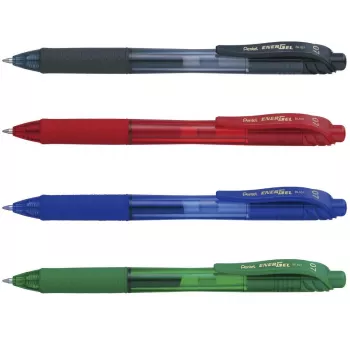 Pentel EnerGel BL107-4 gelinis rašiklis su voleliu, asorti 0,35 mm adatinis antgalis, 4 vnt. pakuotė
