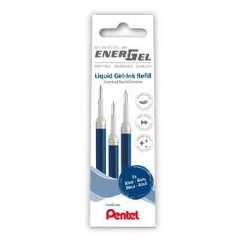 Pentel 3 EnerGel gelinių rašiklių užpildai mėlyni 0,7 mm