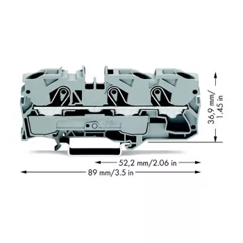 WAGO 2010-1301 Praleidžiamoji gnybtų jungtis, 10 mm², 800 V, pilka, montavimui ant DIN bėgelio