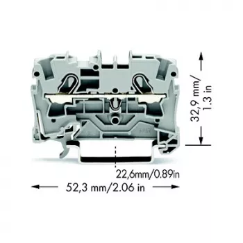 WAGO 2004-1201 Praeinanti gnybtų jungtis, 2 laidininkai, 800 V, 32 A, pilka, 6,2 mm plotis, CAGE CLAMP