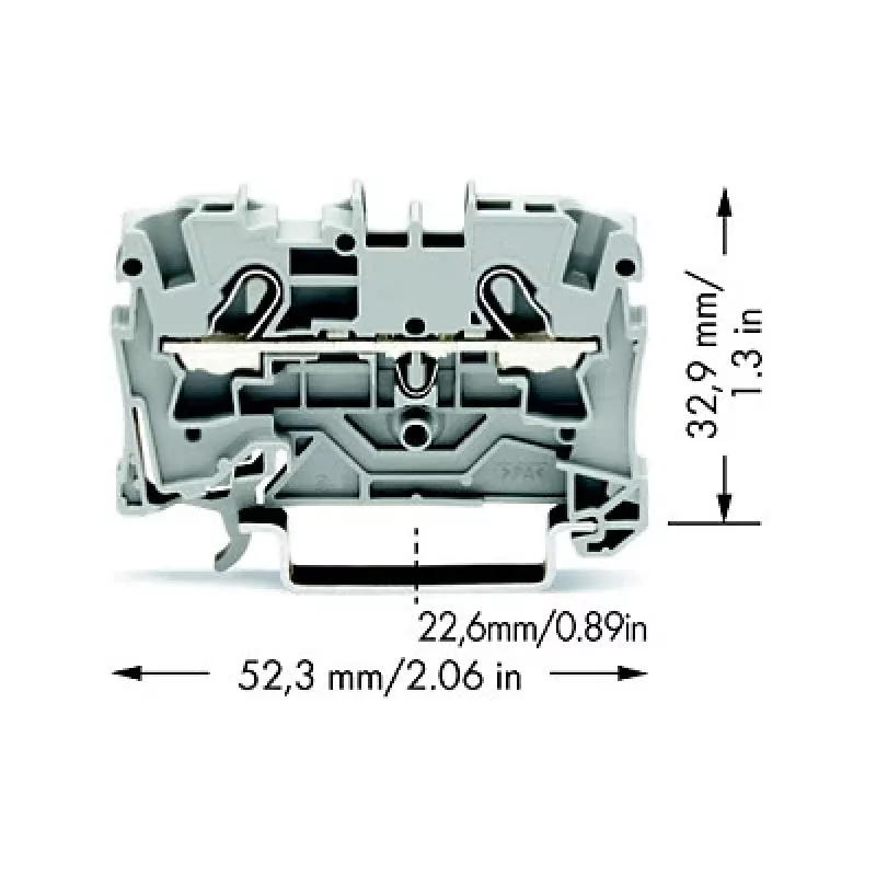 WAGO 2004-1201 Praeinanti gnybtų jungtis, 2 laidininkai, 800 V, 32 A, pilka, 6,2 mm plotis, CAGE CLAMP