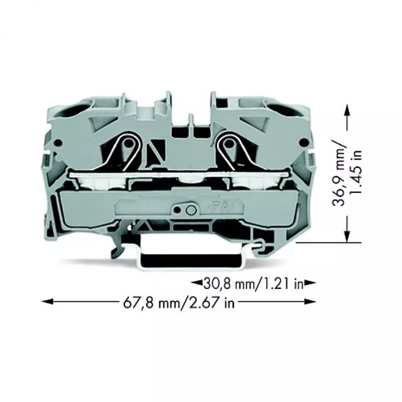 WAGO 2010-1201 Through Junction Terminal Block, 10 mm², 800 V, Gray